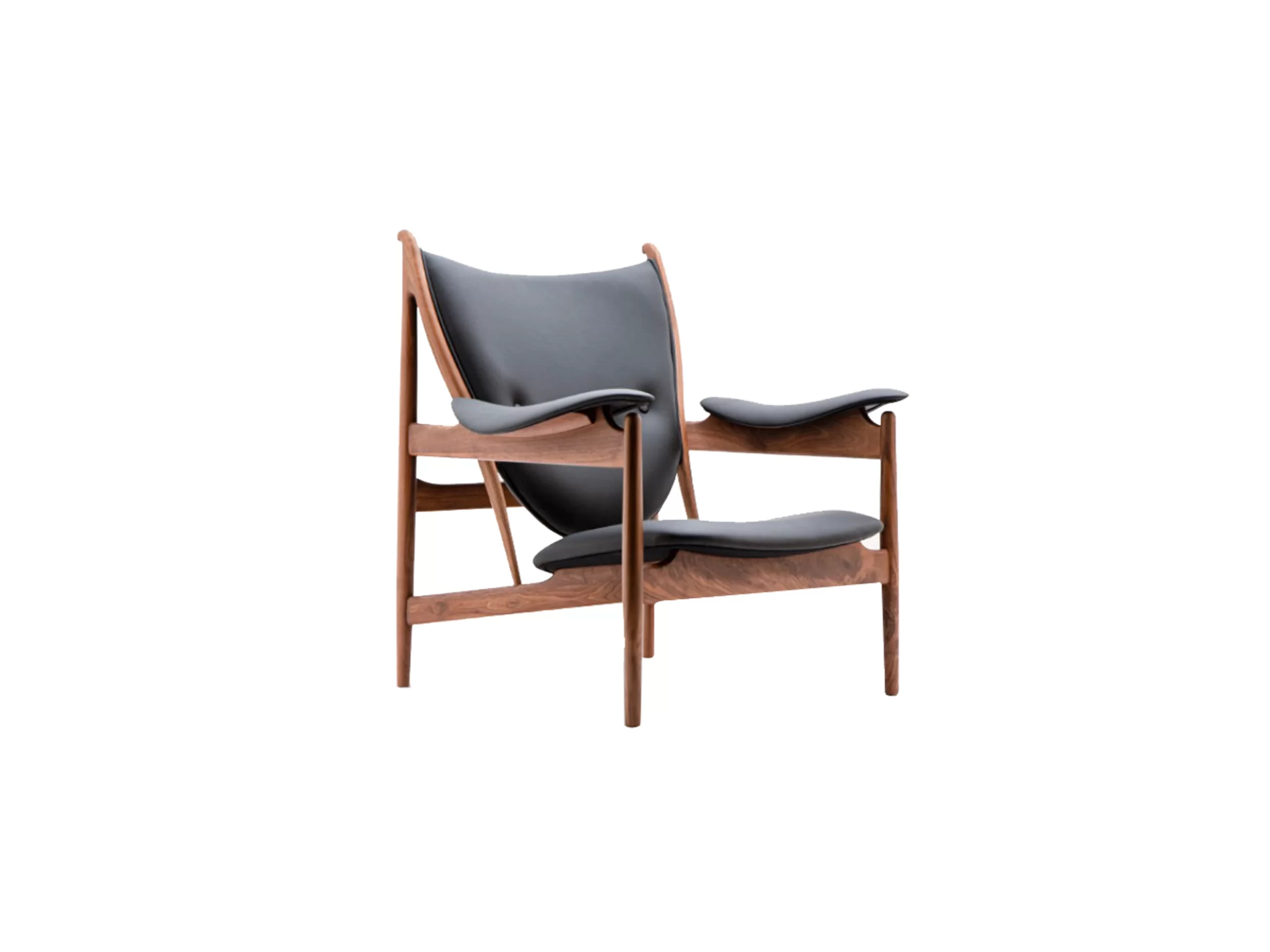 PU Leather and Ash Wood Lounge Chair