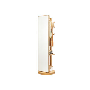 Rotating solid wood full-length mirror