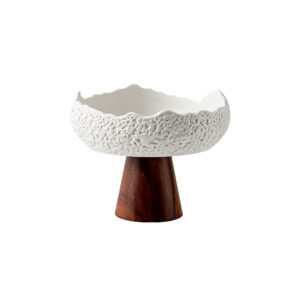 Crag-Textured Ceramic Pedestal Bowl