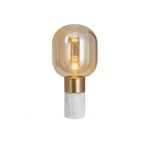 Modern Geo-Column Table Lamp in Marble & Glass