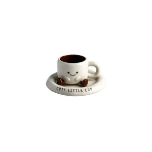 Cute Little Cup Ceramic Mug & Saucer Set