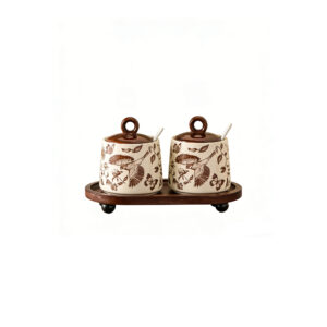 Vintage Floral & Bird Ceramic Seasoning Jar Set