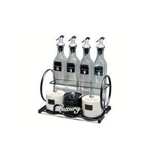 Black & White Kitchen Spice & Oil Organizer Set