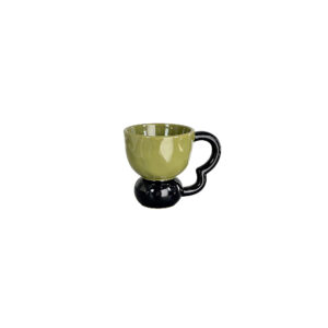 Color-Blocked Footed Ceramic Coffee Cup