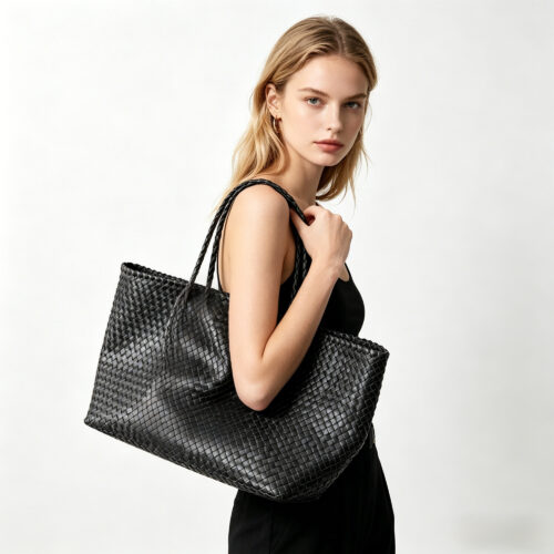 Woven PU Leather Shoulder Tote