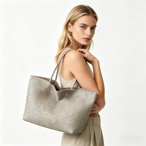 Woven PU Leather Shoulder Tote