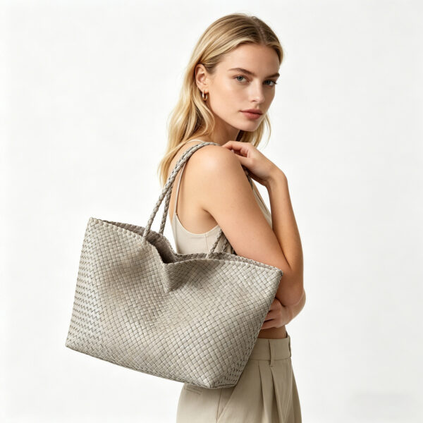 Woven PU Leather Shoulder Tote