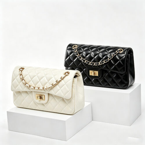 Quilted Cowhide Leather Chain Shoulder Bag