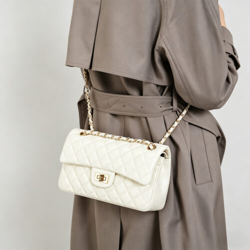 Quilted Cowhide Leather Chain Shoulder Bag