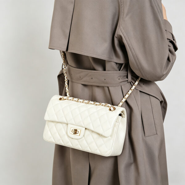 Quilted Cowhide Leather Chain Shoulder Bag