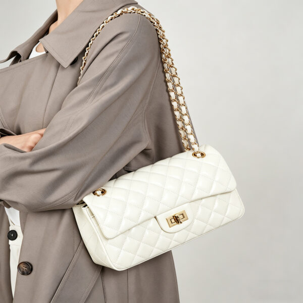 Quilted Cowhide Leather Chain Shoulder Bag