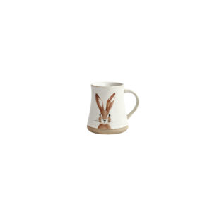 Rustic Hand-Painted Rabbit Stoneware Mug