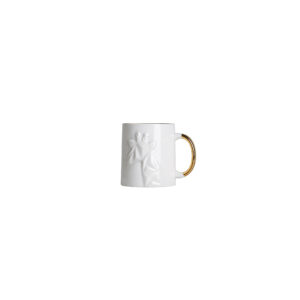 Nordic Geometric Embossed Ceramic Mug with Hand-Painted Gold Handle