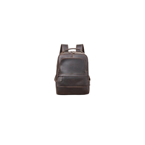 Leather Backpack with Contrast Stitching