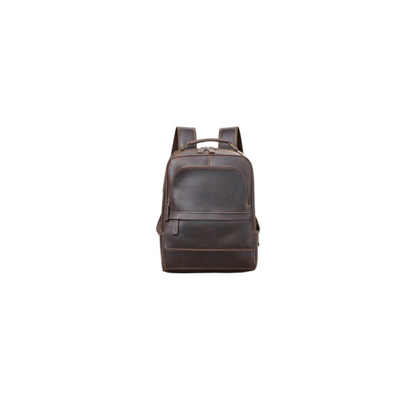 Leather Backpack with Contrast Stitching
