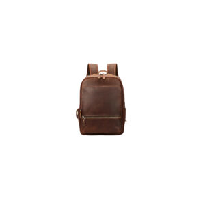 Leather Backpack with Front Zip Pocket