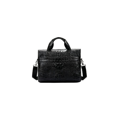 Croc-Embossed Cowhide Leather Briefcase