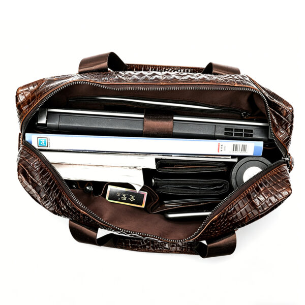 Croc-Embossed Cowhide Leather Briefcase