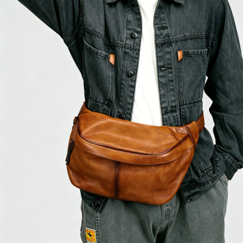 Cowhide Leather Belt Bag