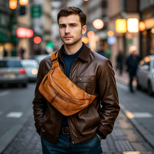 Cowhide Leather Belt Bag
