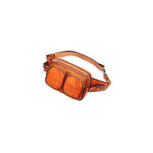 Cowhide Leather Sling Bag with Twin Front Pockets