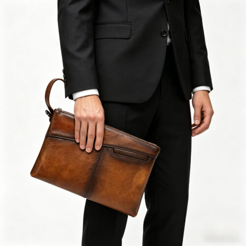 Cowhide Leather Organiser Clutch