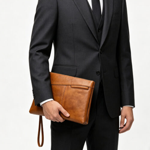 Cowhide Leather Organiser Clutch