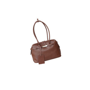 Cowhide Leather Shoulder Tote with Strap Detail