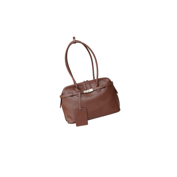 Cowhide Leather Shoulder Tote with Strap Detail