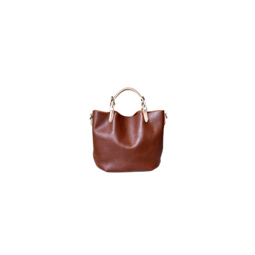 Cowhide Leather Tote with Contrast Handles