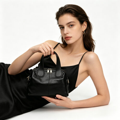 Cowhide Leather Boston Handbag