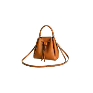 Cowhide Leather Drawstring Bucket Bag