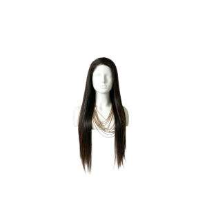 Premium Long Straight Ombre Lace Front Wig - Natural Black to Chestnut Brown Gradient Heat Resistant Synthetic Hair