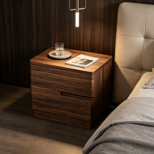 Walnut and Plywood Bedside Table