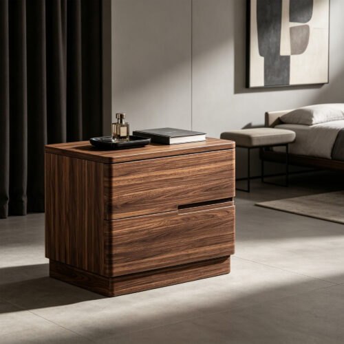 Walnut and Plywood Bedside Table