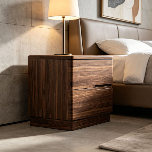 Walnut and Plywood Bedside Table