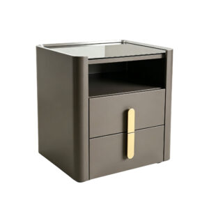 Two-Drawer Glass-Top Bedside Table
