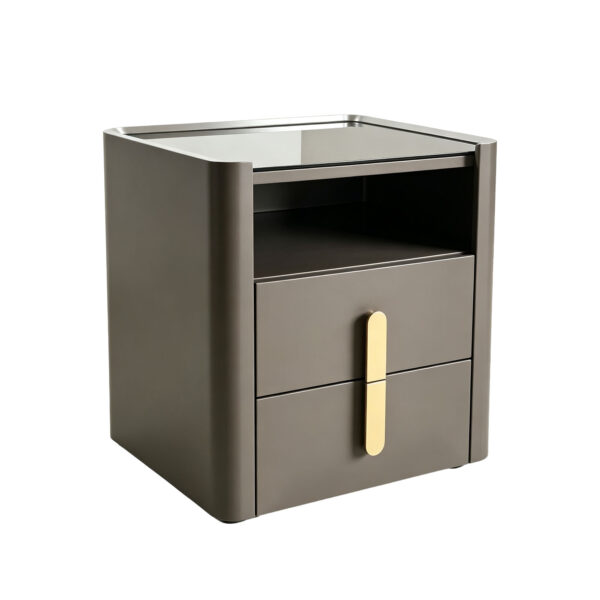 Two-Drawer Glass-Top Bedside Table