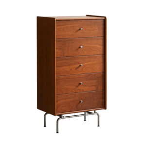 Five-Drawer Chest of Drawers with Walnut Finish