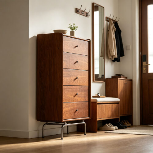 Five-Drawer Chest of Drawers with Walnut Finish