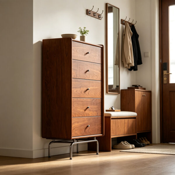 Five-Drawer Chest of Drawers with Walnut Finish