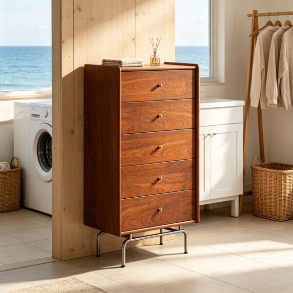 Five-Drawer Chest of Drawers with Walnut Finish
