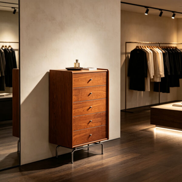 Five-Drawer Chest of Drawers with Walnut Finish