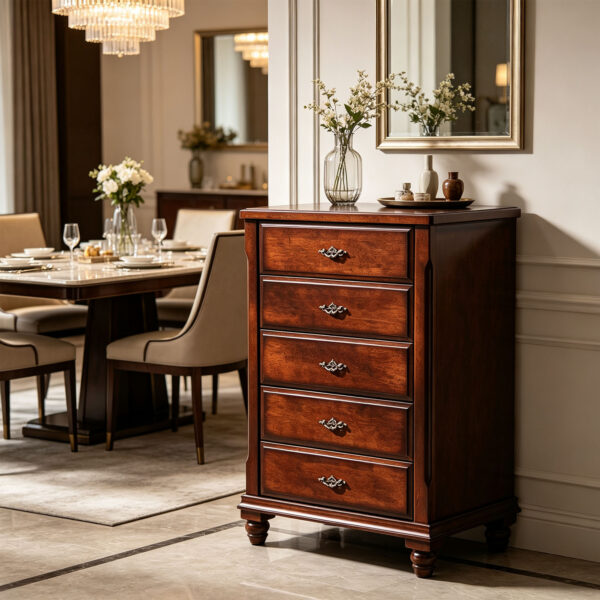 Walnut Five-Drawer Chest