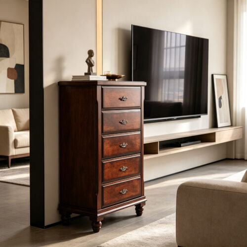 Walnut Five-Drawer Chest
