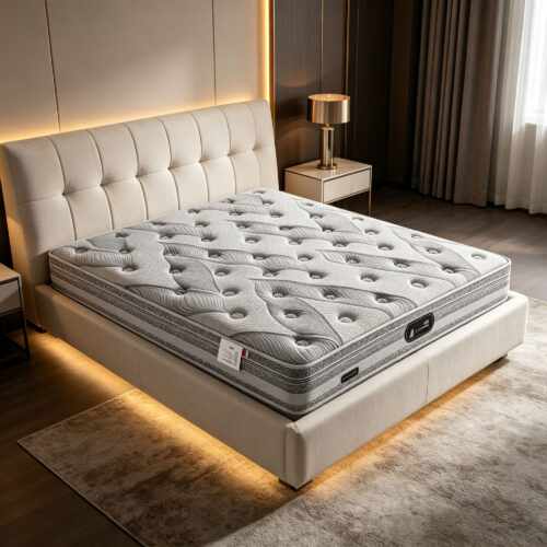 White Leaf-Pattern Latex Pocket-Spring Mattress