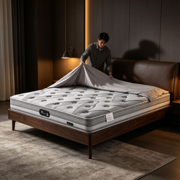 White Leaf-Pattern Latex Pocket-Spring Mattress