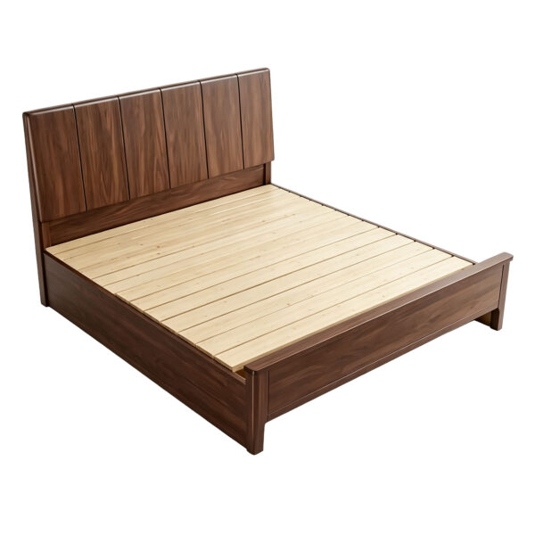 Valen Walnut-Finish Lift-Up Storage Bed Frame