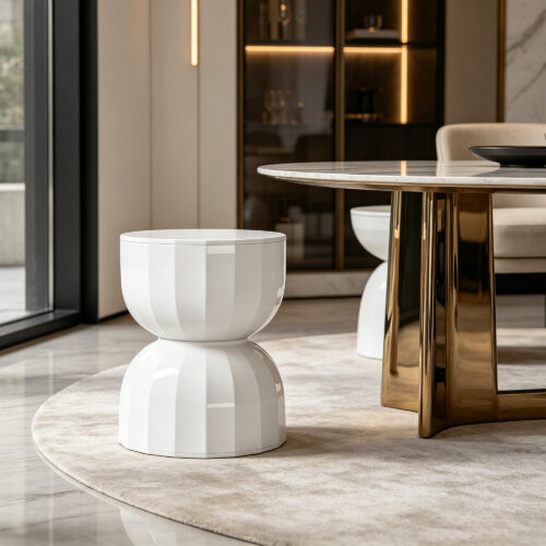 Fluted Hourglass Stool / Side Table