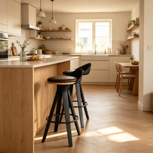 Trio Beech Wood Swivel Bar Stool